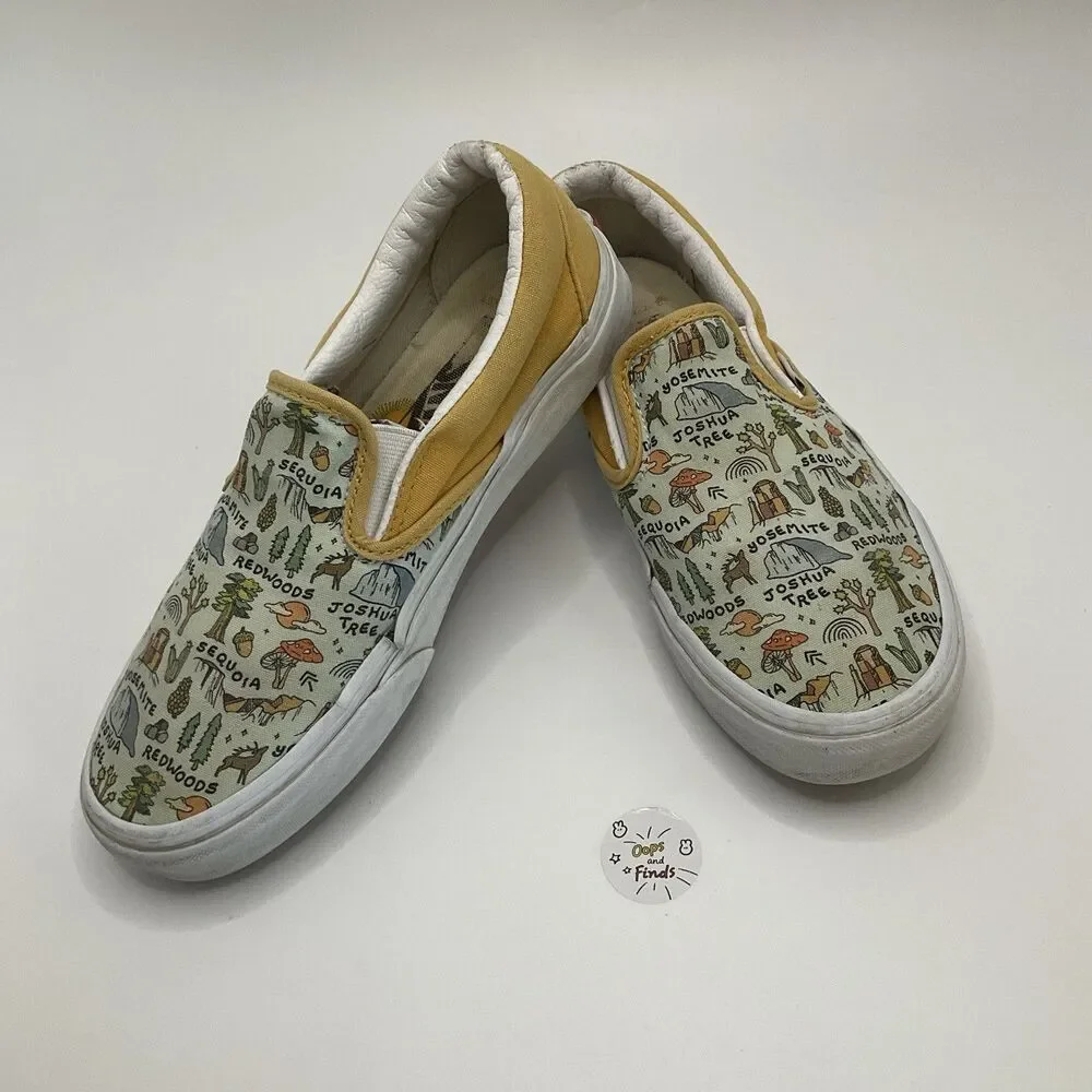 Vans Customs California National Parks Slip-On Sneakers M 5.5 W 7.0 Needs Repair